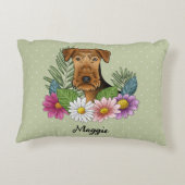 花と名前カラフル付きエアデールテリア アクセントクッション (裏面)