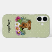 花と名前カラフル付きエアデールテリア Case-Mate iPhoneケース (裏面 (横))