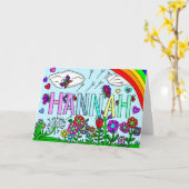 花と名前ハンナ誕生日着色ページ カード (黄色い花)