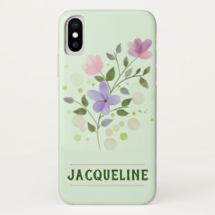 花と名前パーソナライズされたJacqueline iPhone X ケース