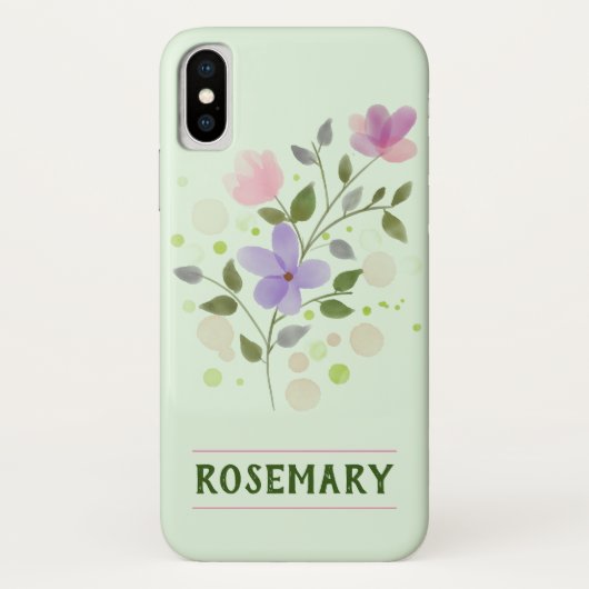 花と名前パーソナライズされたRosemary Case-Mate iPhoneケース (裏面)