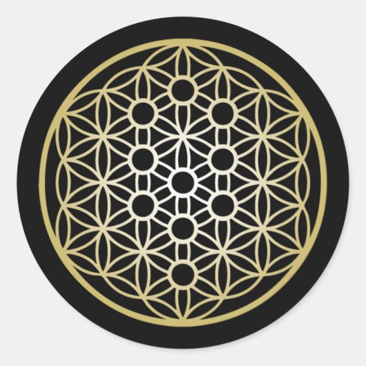 花と命の木 – 金ゴールド ラウンドシール (正面)