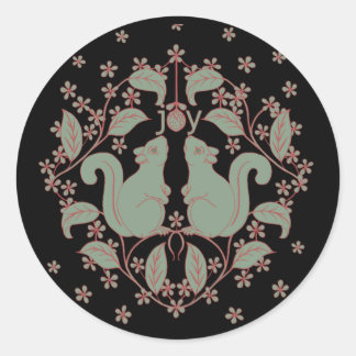 花と喜びリス動物アートギフトラベル ラウンドシール