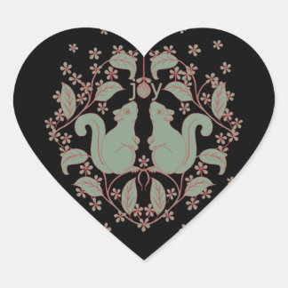 花と喜びリス動物アートハートステッキ ハートシール