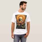 花と太陽と月の融合: 開花する日と夜 Tシャツ (正面フル)