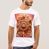 花と太陽の輪が囲まれている Tシャツ (正面)