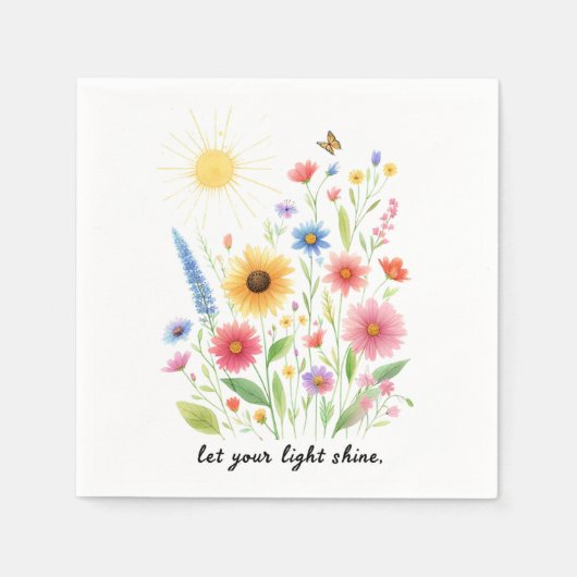 花と太陽を照らす スタンダードカクテルナプキン (正面)