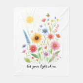 花と太陽を照らす フリースブランケット (正面)