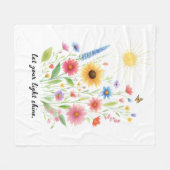 花と太陽を照らす フリースブランケット (正面(横))