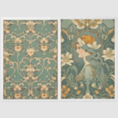 花と女性のアールヌーボー-Decompage- 薄葉紙 (正面)