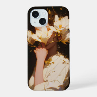 花と女性の美しいマグノリア iPhone 15ケース