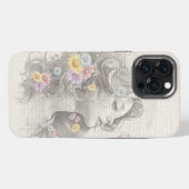 花と女性の顔 バラック風効果 iPhoneケース (裏面横)