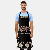 花と子供の名前を持つ母文字 エプロン (着用した状態)