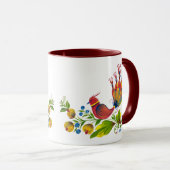 花と実に囲まれた装飾的な鳥の芸術的なマグカップ マグカップ (正面右)