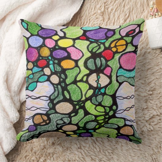 花と実の木 クッション (ブランケット)
