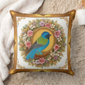 🕊️ 花と小鳥のスロー枕 コテージインテリア 🌸 クッション (ブランケット)