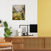 花と少女が咲く田園風景 | キャンバスプリント