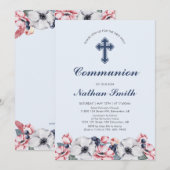 花と少年 | 堅信礼/聖体拝領の招待状 招待状 (正面/裏面)