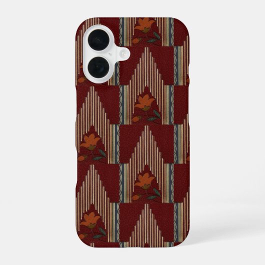 花と尖塔のデコパターン iPhone 16ケース (裏面)