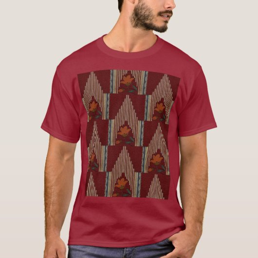 花と尖塔のデコパターン Tシャツ (正面)