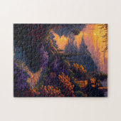 花と山に囲まれた家 ジグソーパズル (横)