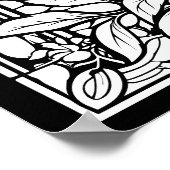 花と山ステンドグラス窓の着色 ポスター (角)