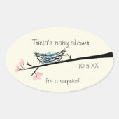 花と巣の赤ちゃんシャワー 楕円形シール (正面)