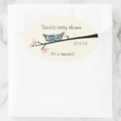 花と巣の赤ちゃんシャワー 楕円形シール (バッグ)