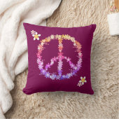 花と平和のカラフル クッション (ブランケット)