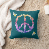 花と平和のカラフル クッション (ブランケット)