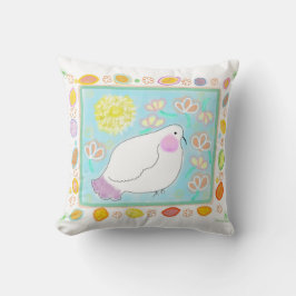 花と平和の鳩の枕 クッション