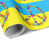 花と平和サイン、ウクライナ国旗のボタンワット ラッピングペーパー (ロールコーナー)