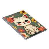 花と幸せにスポットのある子猫 ノートブック (右側)