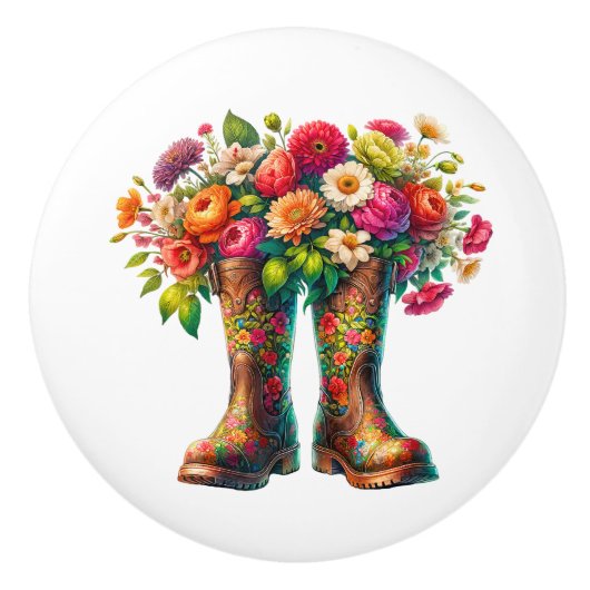 花と庭のブーツ セラミックノブ (正面)