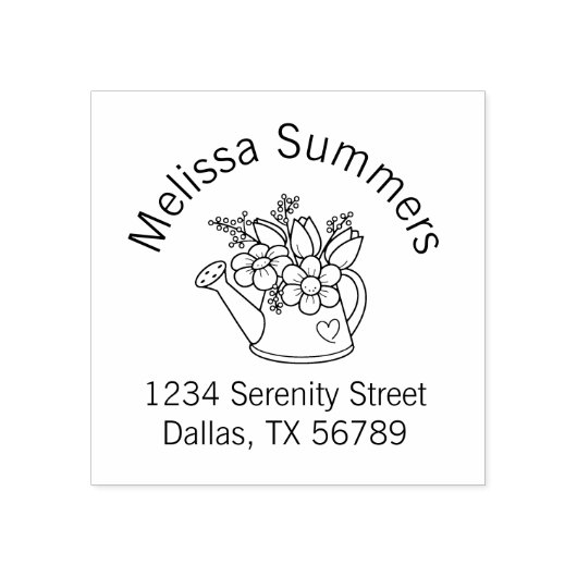 花と庭の散水缶アドレス2 ラバースタンプ (インプリント)