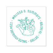 花と庭の散水缶ラウンドアドレス2 セルフインキングスタンプ (デザイン)