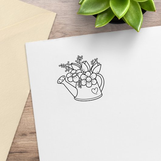 花と庭の散水缶2 ラバースタンプ