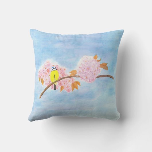 花と庭の鳥 クッション (裏面)