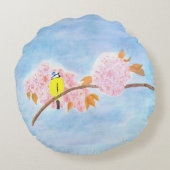 花と庭の鳥 ラウンドクッション (裏面)