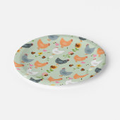 花と庭の鶏，緑 ペーパープレート (アングル)