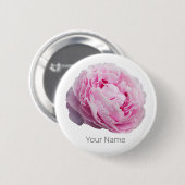 花と庭園愛好家のための牡丹の花バラ 缶バッジ (正面&裏面)