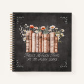 花と引用文が描かれた黒いノート ノートブック (正面)