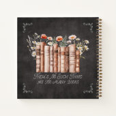 花と引用文が描かれた黒いノート ノートブック (裏面)