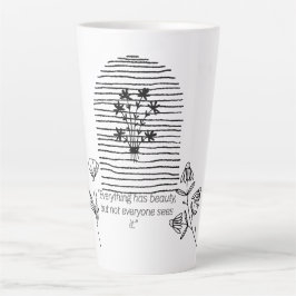 花と引用文線 カフェラテマグ