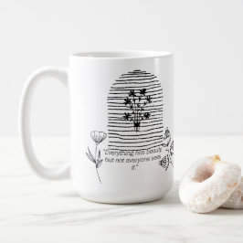 花と引用文線 コーヒーマグカップ