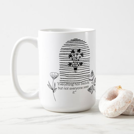 花と引用文線 コーヒーマグカップ (ドーナツ)