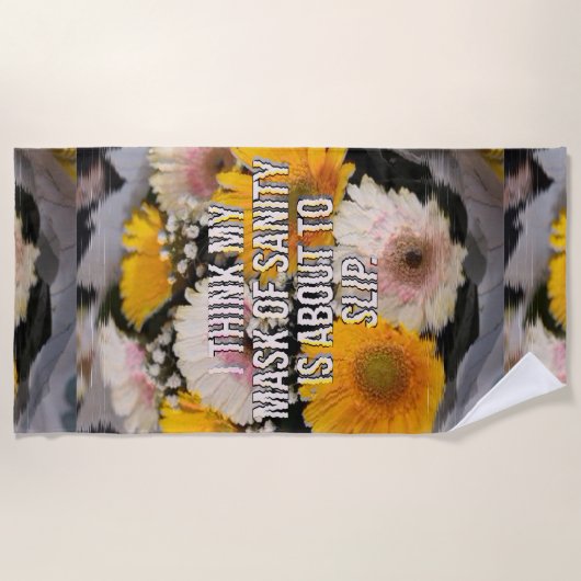 花と引用文 ビーチタオル (正面)