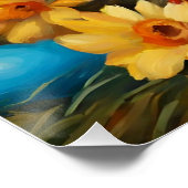 花と復活祭の卵が咲き誇る、かわいい復活祭の子猫 ポスター (コーナー)