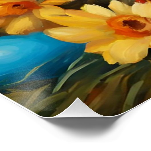 花と復活祭の卵が咲き誇る、かわいい復活祭の子猫 ポスター (コーナー)