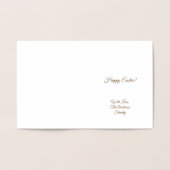 花と復活祭の卵を持つキュートなイースターバニー 箔カード (内部)